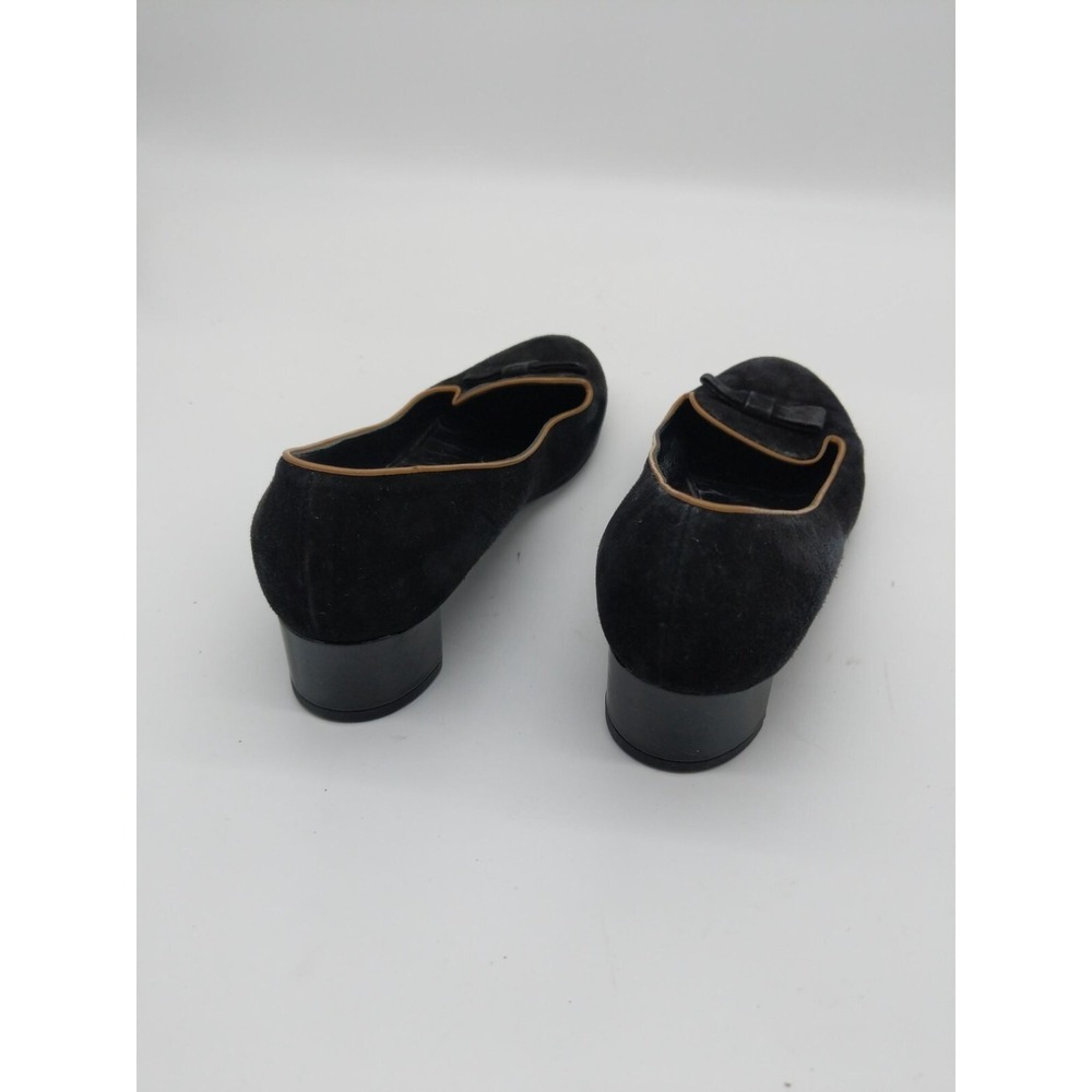 Louis Vuitton Womens Quiet Luxury Suede Block Heel Pump 35 US 5 Black Bow Loafer - Picture 7 of 15